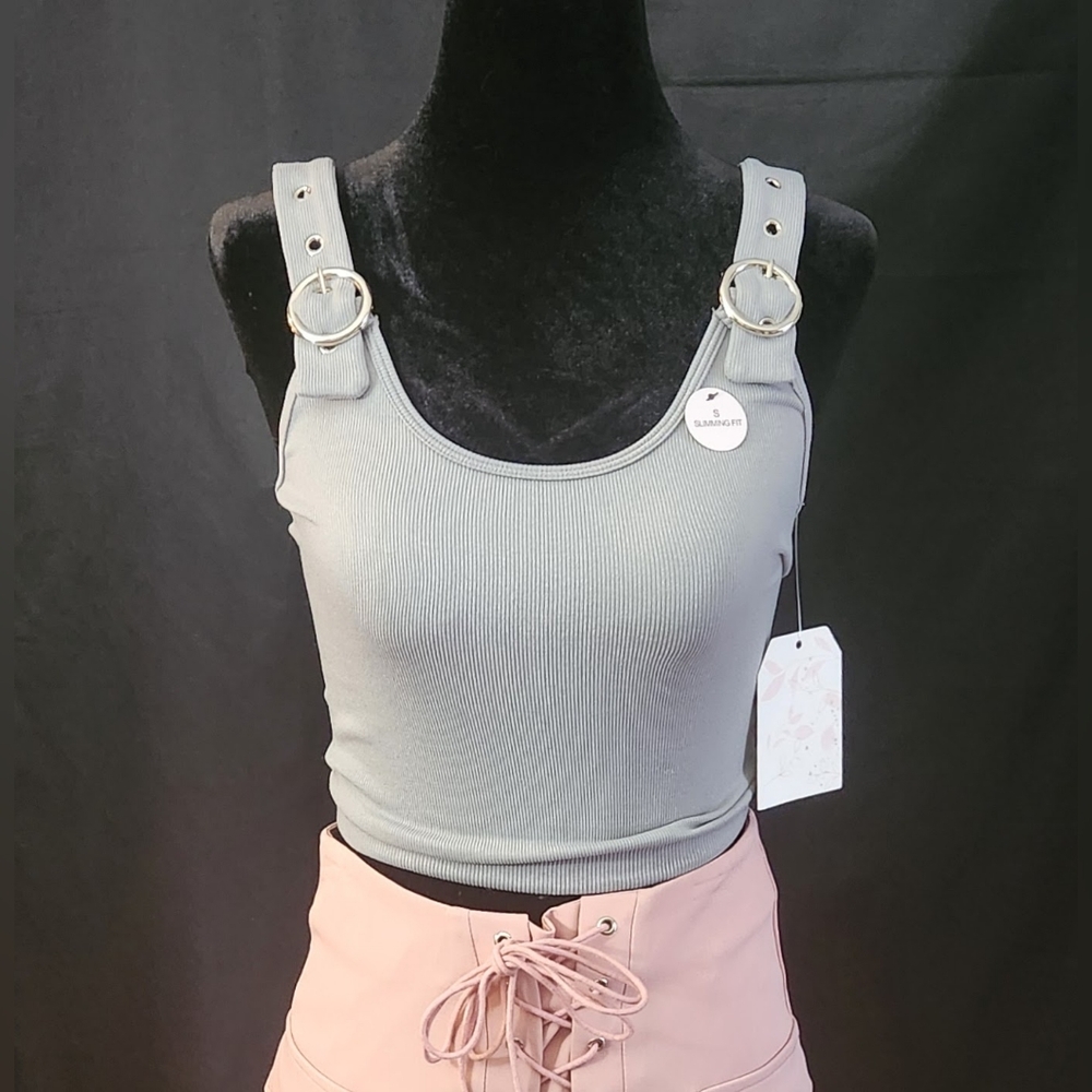 Bloom Seasons Buckle Strap Ribbed Tank Top SizesS